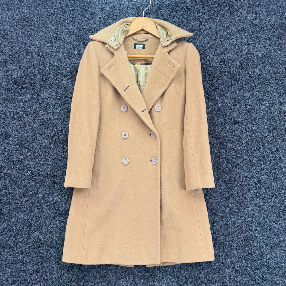 J.Crew Womens Camel Tan Wool Blend Double Breasted Pea Coat Jacket Size 4
